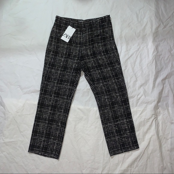 ZARA BLACK AND WHITE TWEED TROUSERS SIZE SML - Picture 3 of 5
